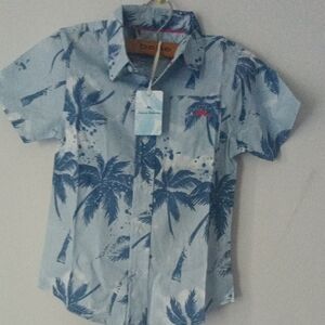 Tommy Bahama Blue Palm Print Kids Button Down Shirt